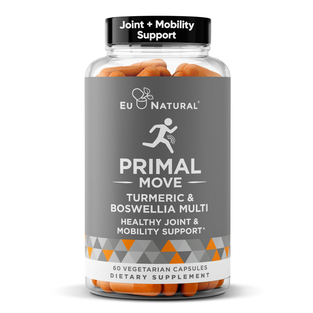 Primal Joint & Mobility Support - Advanced Joint Support Supplement for Women and Men - Turmeric, Boswellia, Ginger and Boron for Whole-Body Flexibility, Joint Health & Comfort - 60 Veg Soft Capsules Eu Natural Au supplements