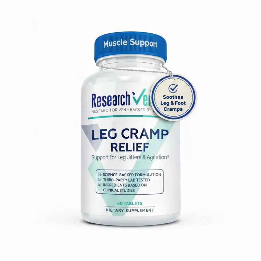 Research Verified Leg Cramps - Magnesium, B Vitamins, Ginger, Chamomile, BioPerine - Circulation Support - Vegan - 1 Month Supply Research Verified Au supplements