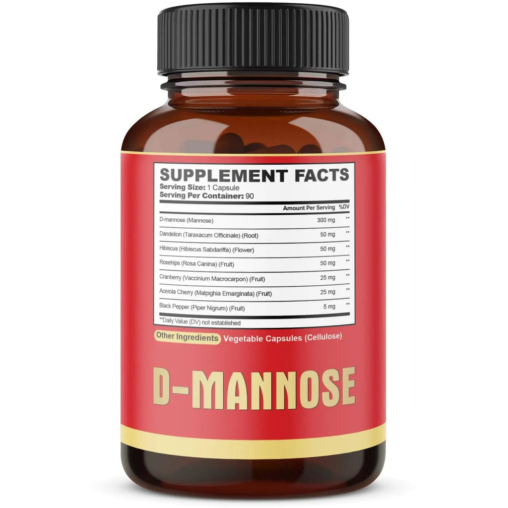 agobi D-Mannose Capsules - 7 Herbs with Cranberry, Dandelion, Hibiscus and More - Support Flush Impurities and Urinary Tract Health - 90 Vegan Capsules 3-Month Supply agobi Au supplements