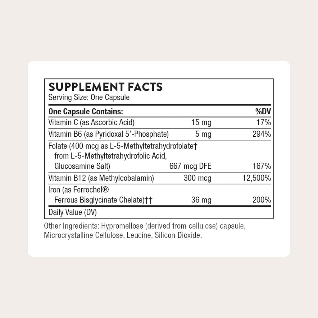 THORNE - Advanced Iron Complex (Formerly Ferrasorb) - Complete Blood Support Formula* - Elemental Iron, Folate, B and C Vitamins for Optimal Absorption - Gluten, Dairy & Soy-Free - 60 Servings THORNE Au supplements