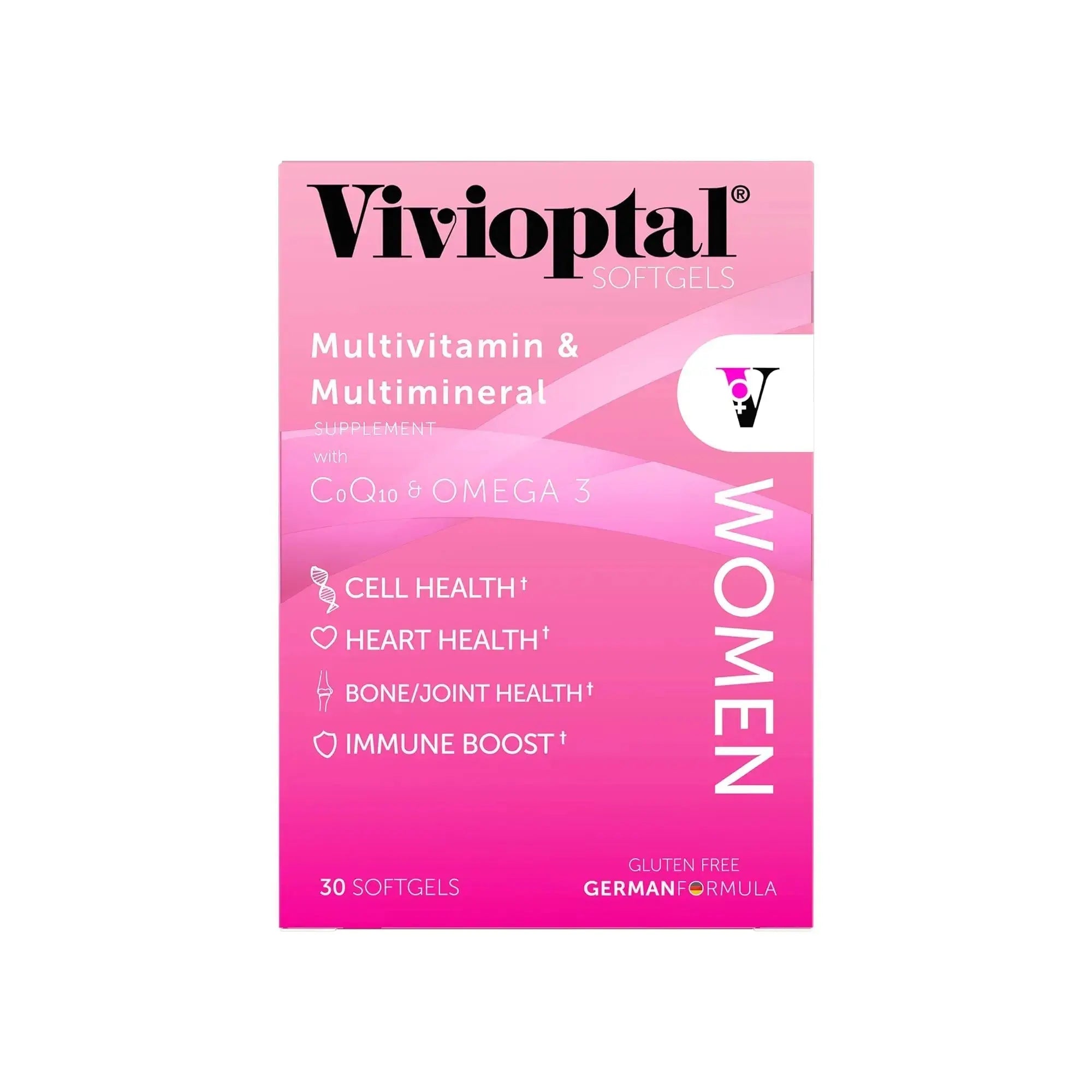 Vivioptal Women, 30 Capsules, CoQ10 & Omega-3, Multivitamin & Multimineral, Gluten Free, German Formula Vivioptal Vitamins Au supplements