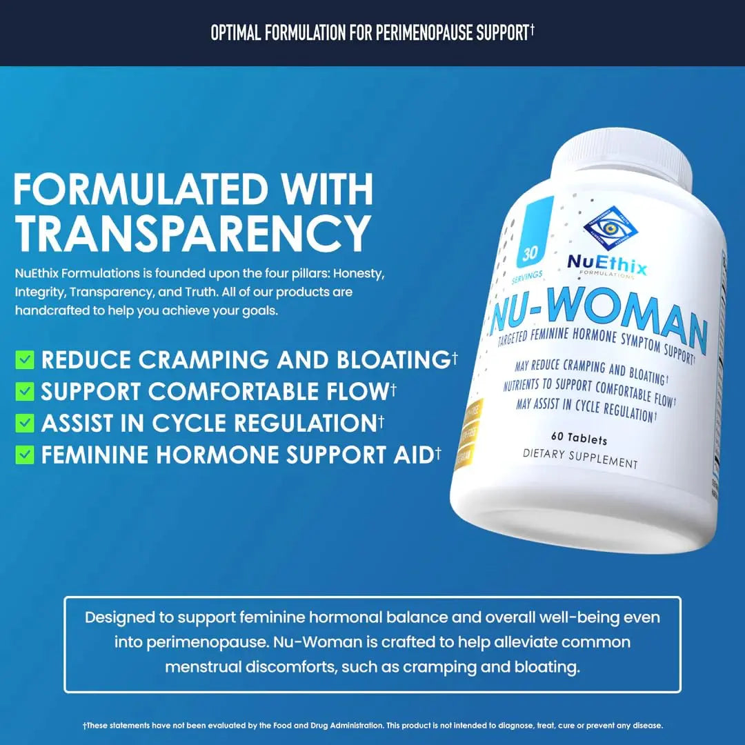 NuEthix Formulations Nu-Woman - Targeted Feminine Hormone System Support - Nutrients to Support Your Body Healing and Working The Way its Supposed to Work - 60 Tablets NuEthix Formulations Au supplements