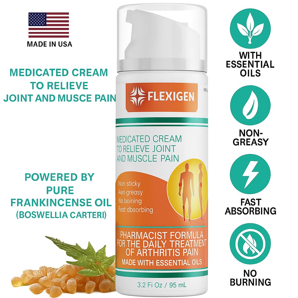 FLEXIGEN Pain Cream Lotion 3-Pack – Natural Menthol Formula with Frankincense & Essential Oils – Fast-Acting, Non-Greasy, Pleasant Scent FLEXIGEN Au supplements