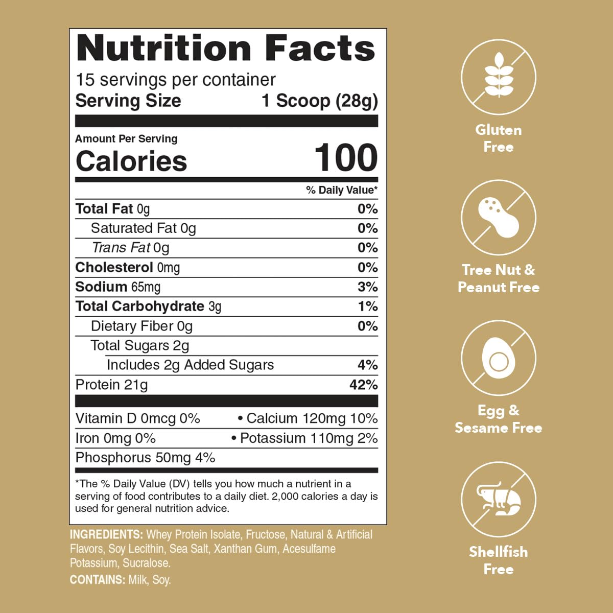 Unjury Whey Protein Powder | Vanilla | 21g 100% Whey Isolate Protein Powder | Low Carb and Lactose Free | Gluten Free | Certified Kosher | 15 Servings