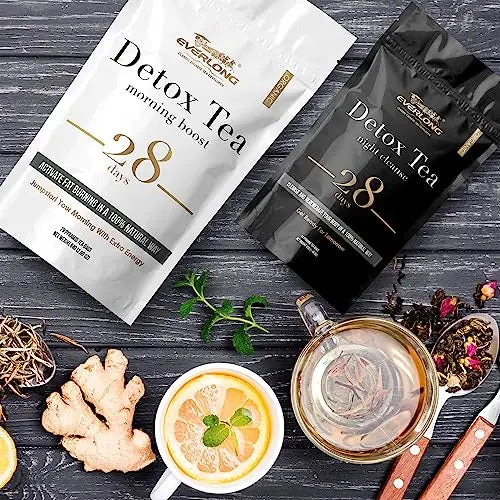 EVERLONG Detox Tea 28 Day Morning Boost Tea and Night Cleanse Tea, Burn Fat and Boost EVERLONG Au supplements