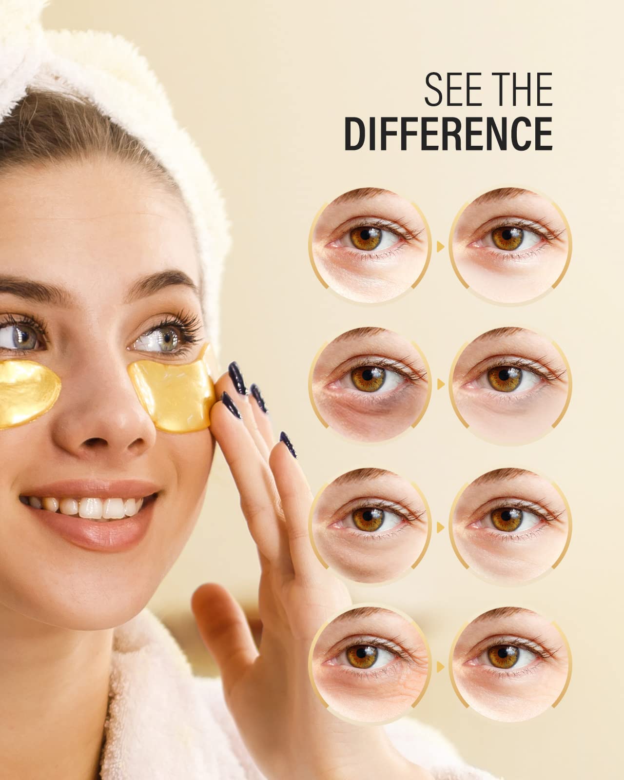 Maskiss 24k Gold Under Eye Patches (25 Pairs), eye mask, Collagen Skin Care Products