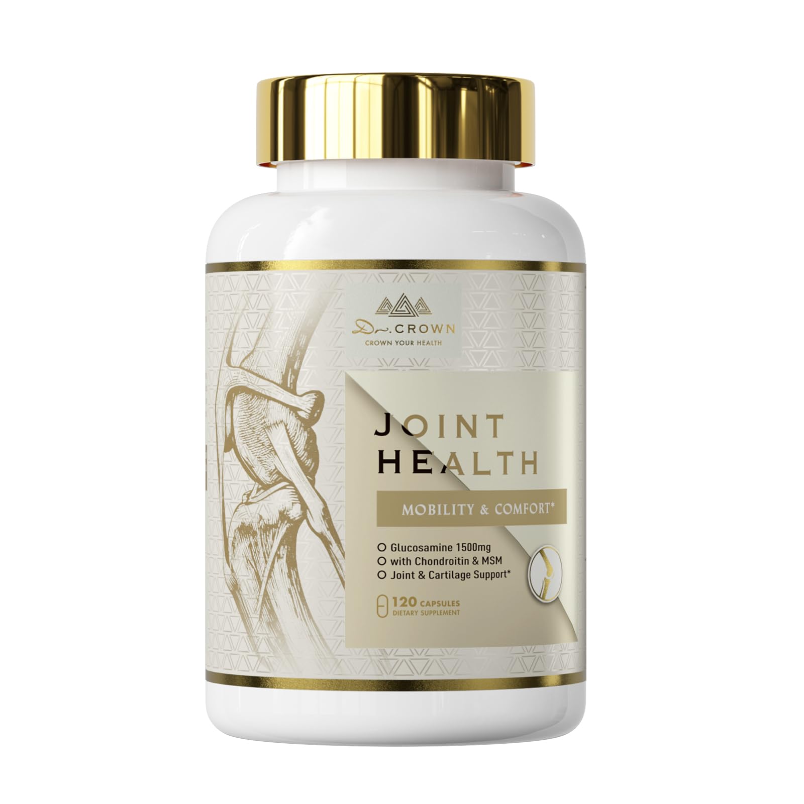 DR. CROWN Joints Health Suppplement, Glucosamine Chondroitin MSM - Joint Support Supplement for Women and Men with Turmeric, MSM &Boswellia, for Cartilage, Joint Health and Flexibility - 120 Capsules DR. CROWN Au supplements