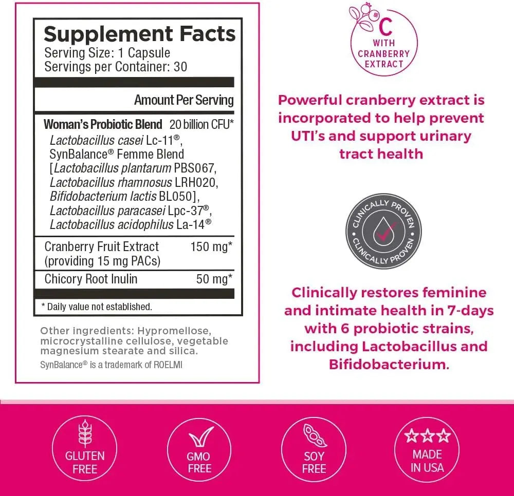 2 Pack Omax Prebiotics & Probiotics for Women, pH Balance, Vaginal Health, Urinary Tract, Yeast Omax3 Au supplements