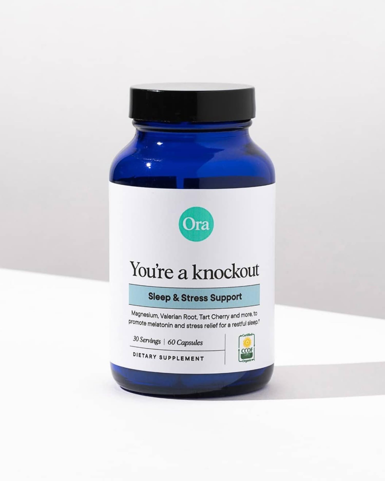 Ora Organic Natural Sleep Aid Supplement Stress Support Calming Herbal Blend with Melatonin from Tart Cherry - Includes Magnesium Citrate, Valerian Root, and Lemon Balm - 1 Month Supply, 60 Capsules Ora Organic Au supplements