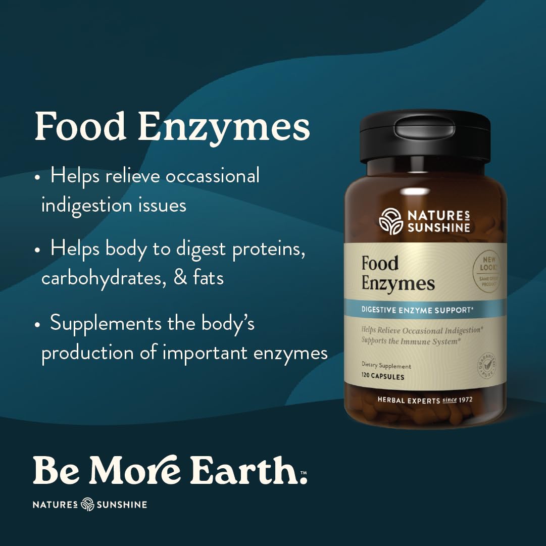 Nature's Sunshine Food Enzymes - Digestive Support with Prebiotics and Probiotics for Gut Health - Digestive Enzyme Supplement for Digestive Health