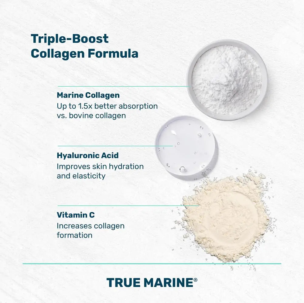 TRUE MARINE Collagen Capsules - 2,400mg of Marine Collagen with Hyaluronic Acid & Vitamin C - Skin, Hair, Nails & Joint Support TRUE MARINE Au supplements