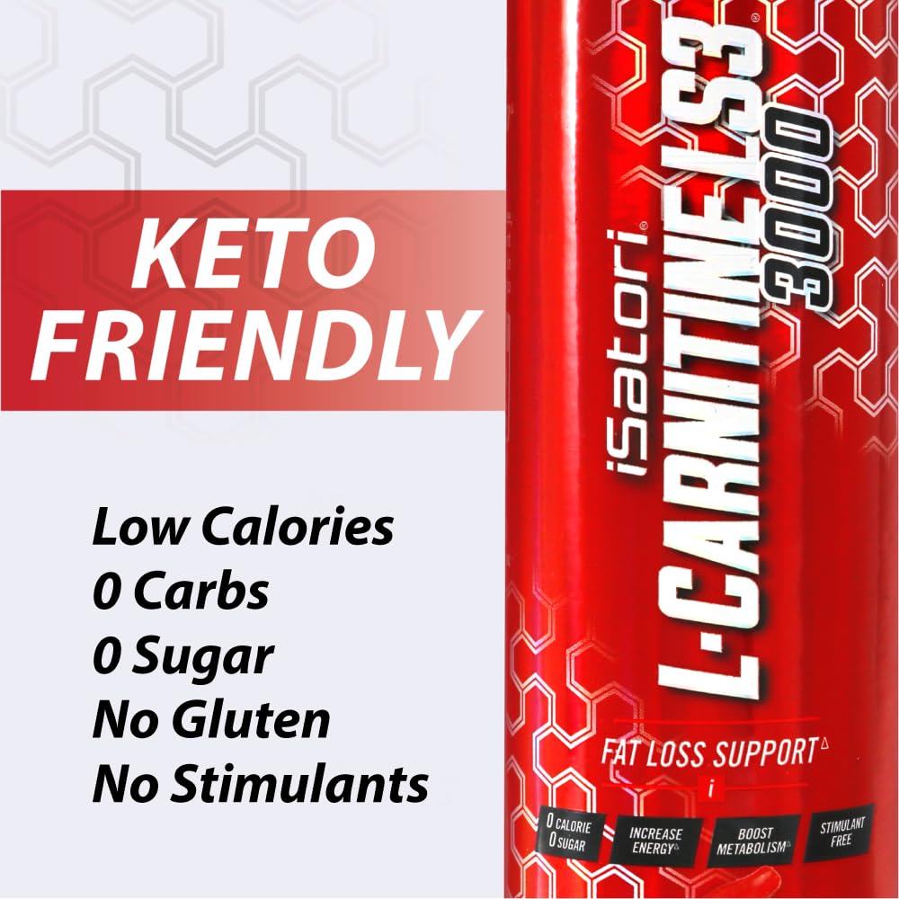 iSatori L-Carnitine LS3 3000, Liquid L-Carnitine with Acetyl L-Carnitine, L-Carnitine L-Tartrate, Stimulant Free Pre Workout, Low Calories, Sugar, Gluten,