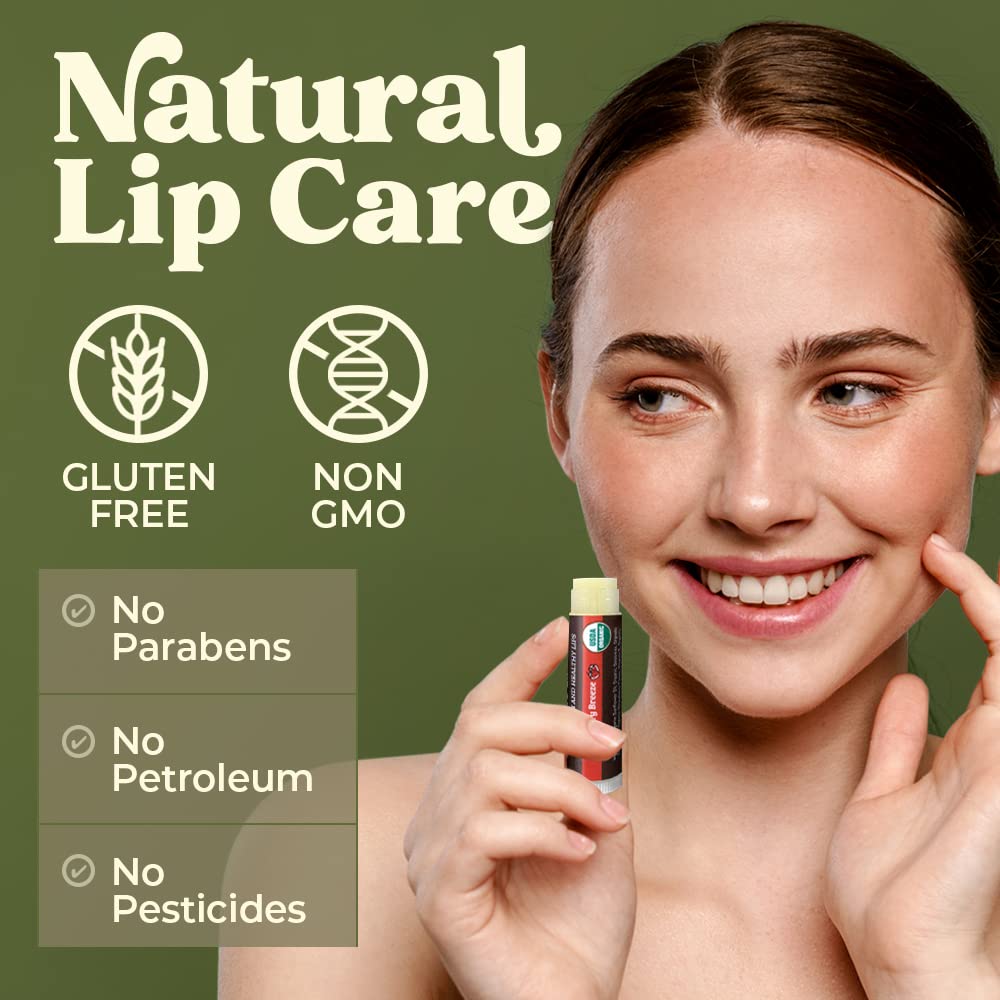 Earth's Daughter USDA Organic Lip Balm 6-Pack - Fruit Flavors, Beeswax, Coconut Oil, Vitamin E - Best Lip Repair