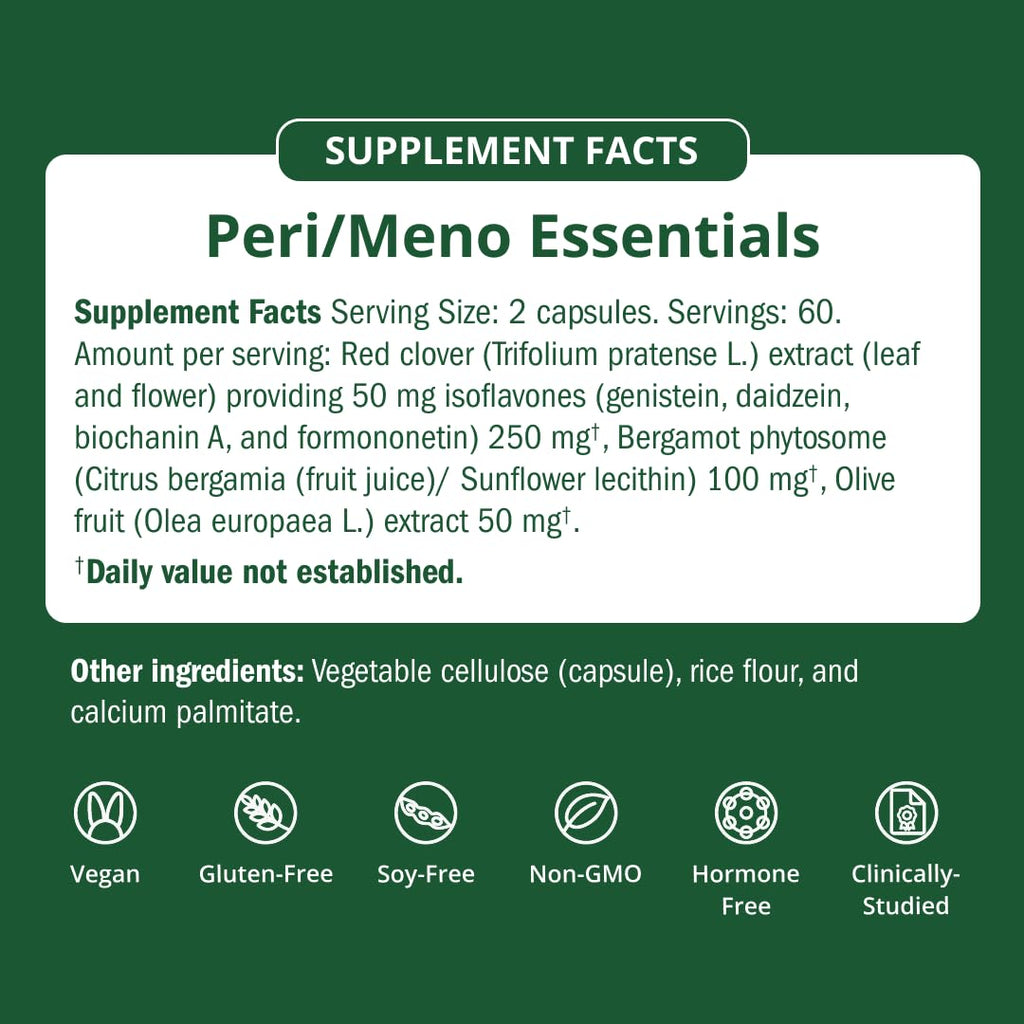 Semaine Peri/Menopause Essentials, 60 Ct. - Fuller Hair, No More Hot Flashes, Hormone Balance, Better Sleep & More - Clinically-Studied, Non-Hormonal Formula Semaine Au supplements