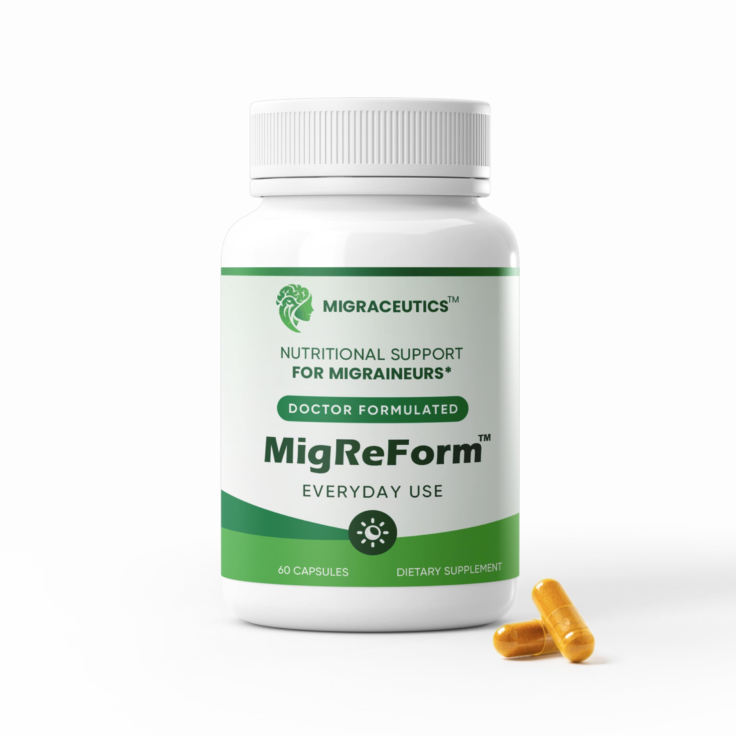 MigReForm – Doctor Formulated Nutritional Supplement and Migraine Wellness Support - Natural Migraine Health Formula with Magnesium, Vitamin B2 & CoQ10-60 Capsules for Women & Men Migraceutics Au supplements