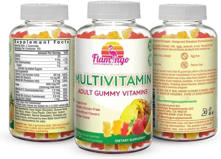 Flamingo Supplements Multivitamin Gummies | Vegan Friendly, Kosher Halal NO Gluten or Gelatin, no GMO| for Men, Women & Kids| Flamingo Supplements Au supplements