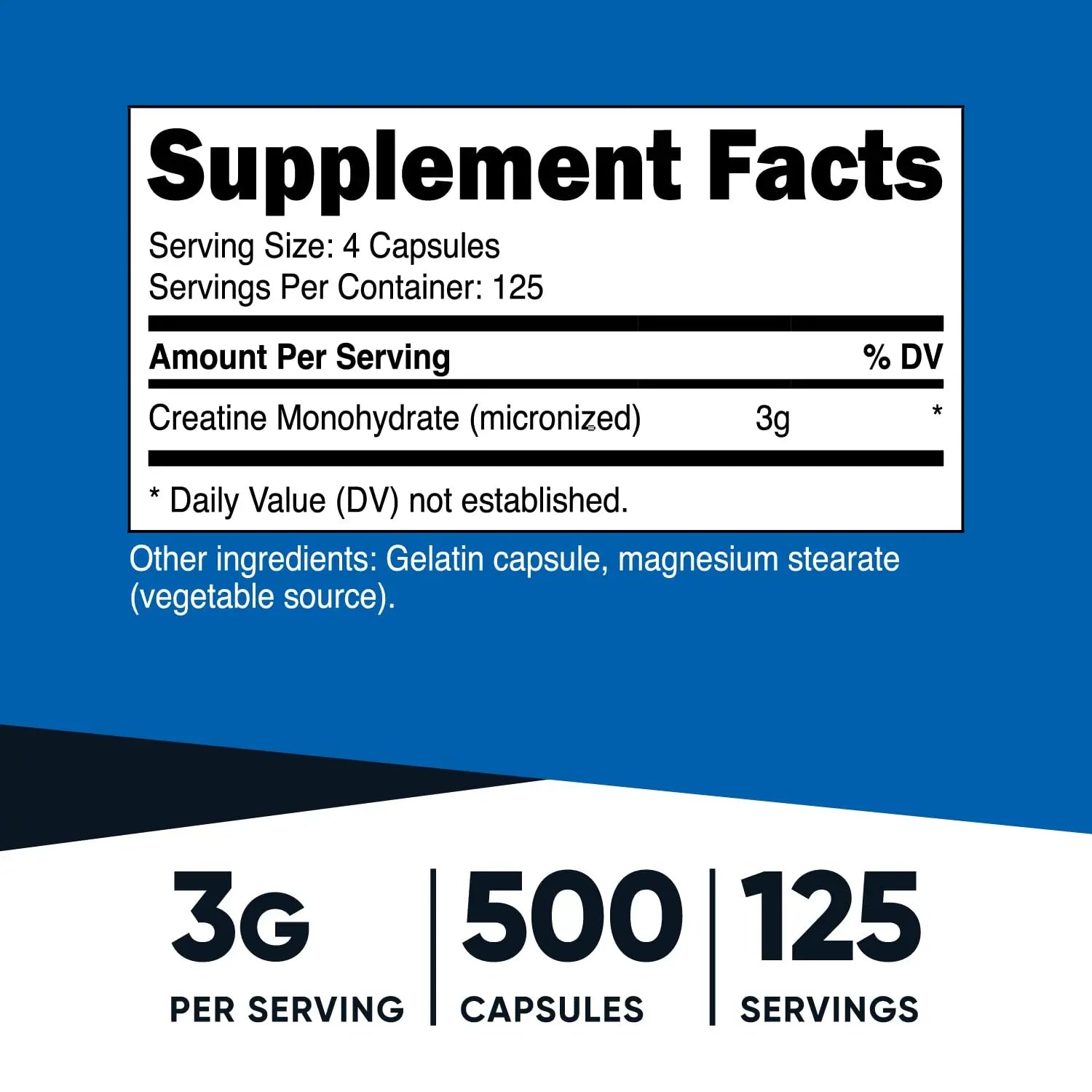 Nutricost Micronized Creatine Monohydrate 3,000mg 500 Capsules, 125 Servings Nutricost Au supplements