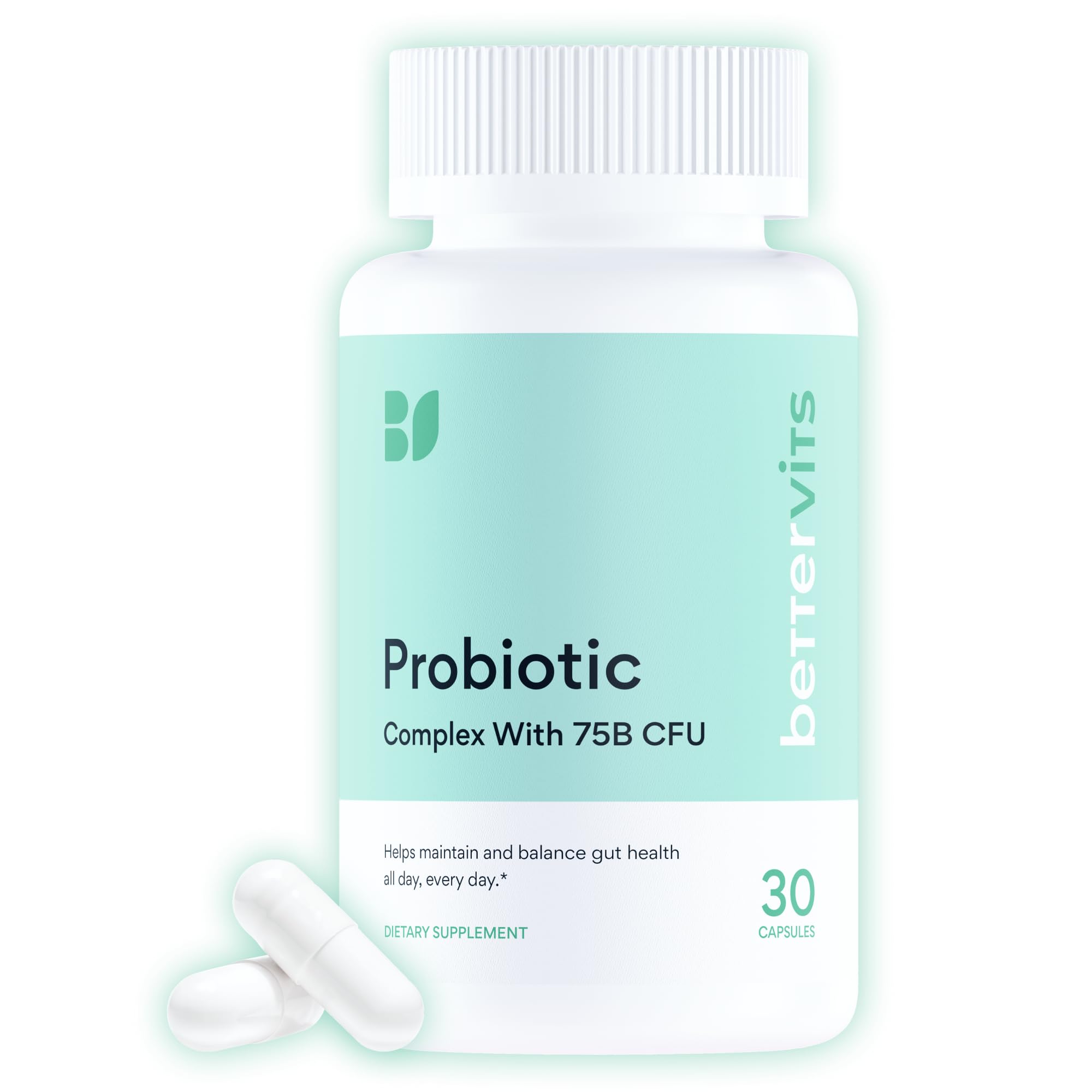 Bettervits Probiotics for Women & Men – 75 Billion CFU | Digestive Health and Gut Support Prebiotic | 14 Clinically Studied Strains with Vitamin B12,