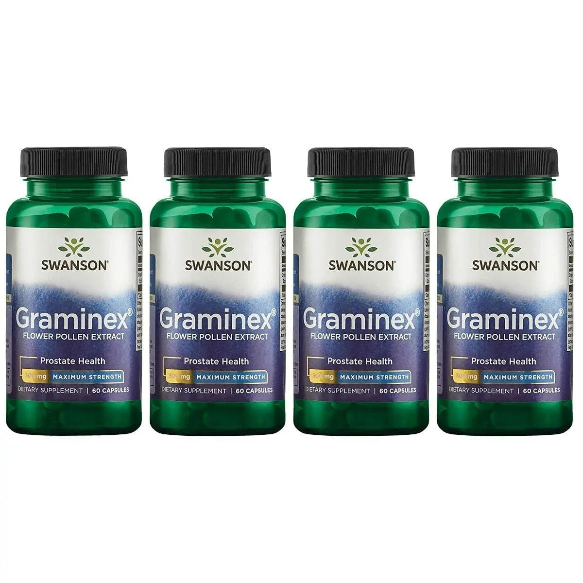 Swanson Maximum Strength Graminex Flower Pollen Extract - Supports Prostate Health, Urinary Tract Function, and Kidney Health - Mens Health Supplement - (60 Capsules, 500mg Each) (4 Pack) Swanson Au supplements