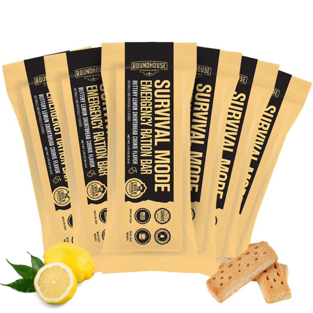 Roundhouse Provisions by Chuck Norris Emergency Food Bars - High Calorie Lemon Shortbread, 14 Vitamins & Minerals - Whole Grain Sorghum, 5-Year Shelf Life - Survival Rations for Crisis & Adventure ROUNDHOUSE PROVISION Au supplements