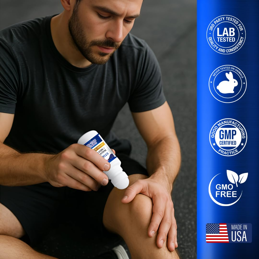 Stirling Menthol Roll On Lotion with Magnesium and 1500mg Pure Hemp - Non-GMO, THC-Free - Fast-Acting Relief for Sore Muscles and Joints, Reduces Swelling and Redness, Promotes Post-Workout Recovery STIRLING Au supplements