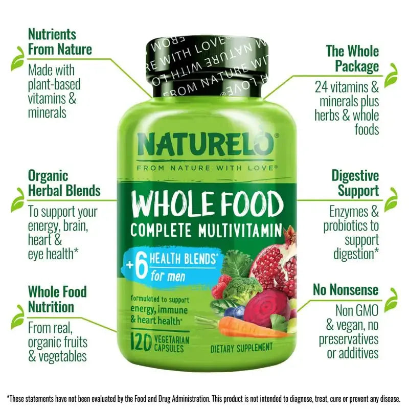 NATURELO Whole Food Multivitamin for Women - 120 Capsules and Whole Food Multivitamin for Men - 120 Capsules Bundle NATURELO Au supplements