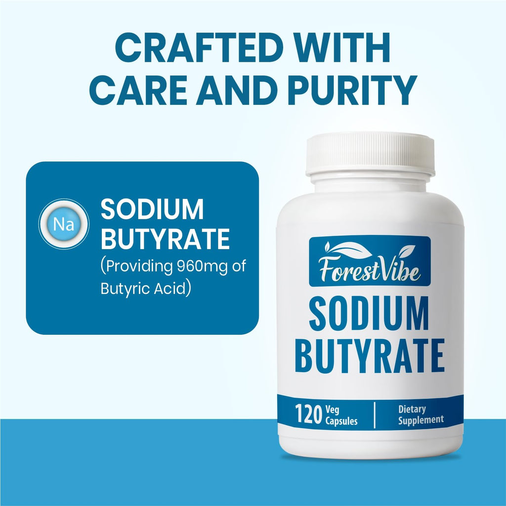 ForestVibe Sodium Butyrate Supplement 1200mg, Yielding 960mg Butyric Acid, 120 Vegan Capsules, 2 Month Supply, Non-GMO & Gluten Free Postbiotic Supplement ForestVibe Au supplements