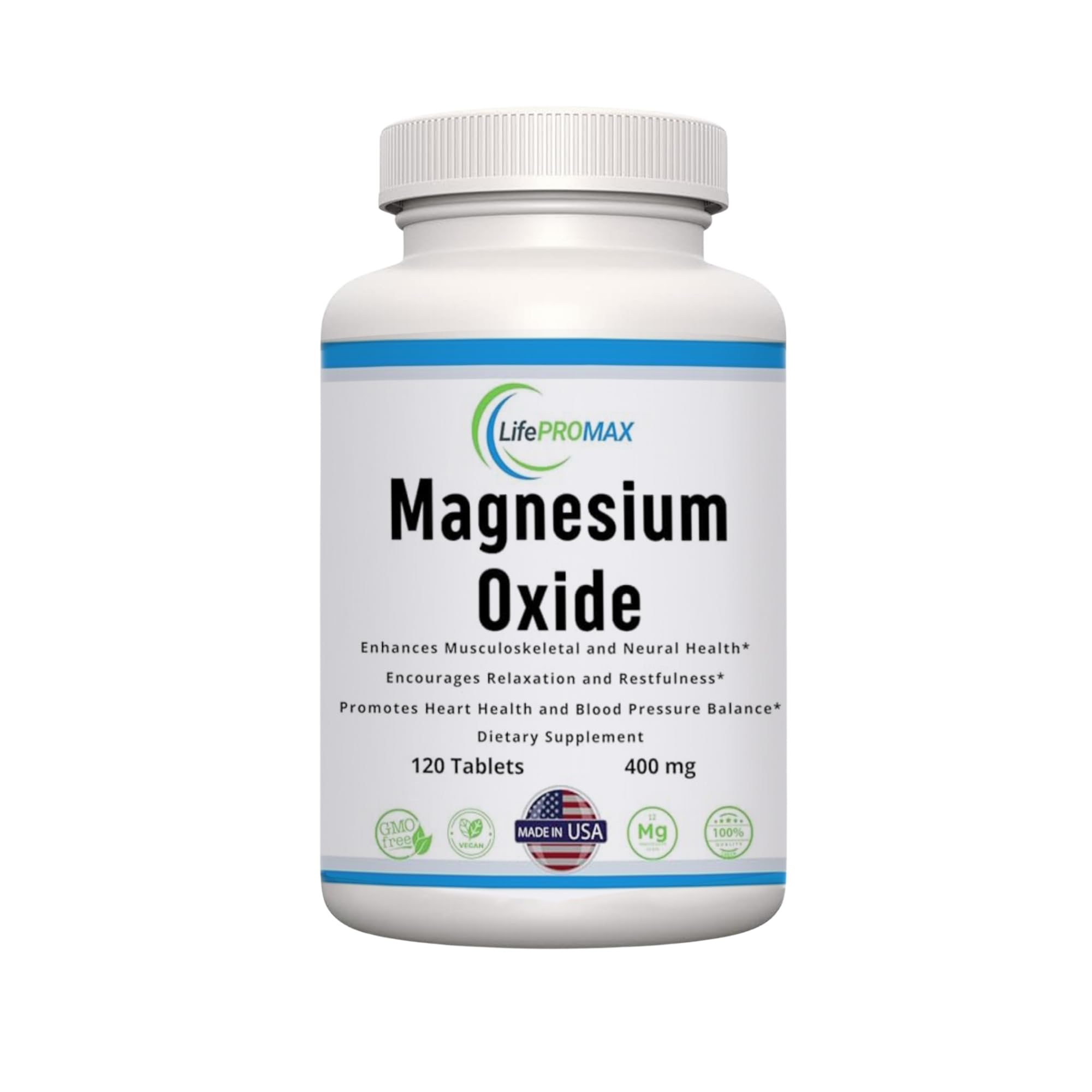 Magnesium 400mg [High Potency] Supplement – Magnesium Oxide for Immune Support, Muscle Recovery, Leg Cramps and Relaxation 120 Tablets LifePROMAX Au supplements