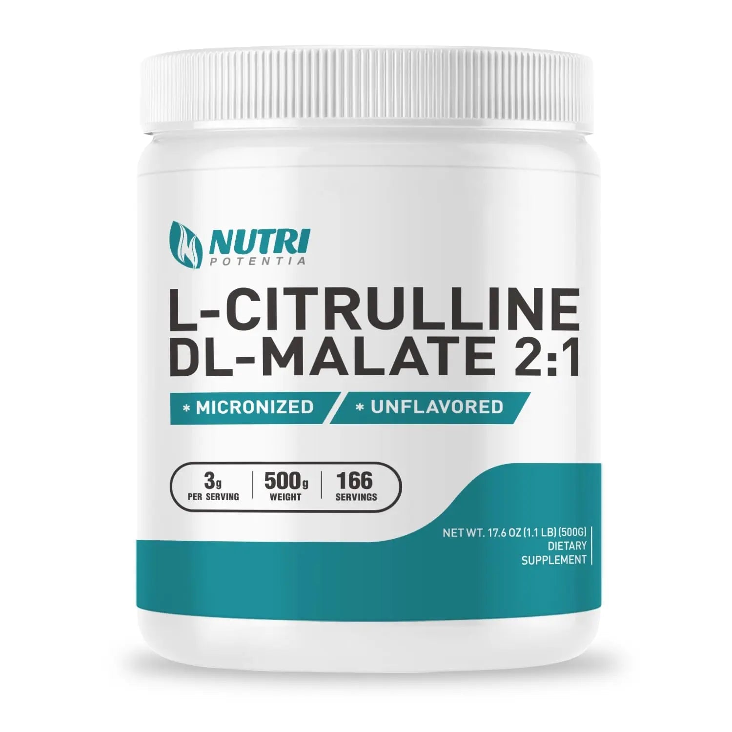 L-Citrulline Dl-Malate 2:1 Powder 500g, Pure L Citrulline Malate Supplement Preworkout NUTRI POTENTIA Au supplements