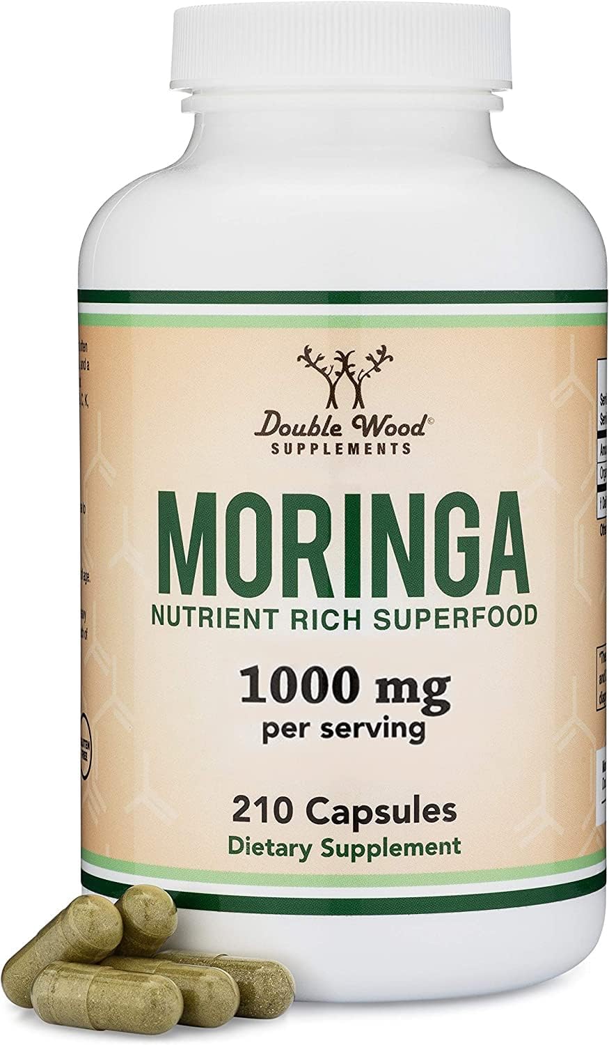 DWS Organic Moringa Capsules 1000mg - Pure Moringa Powder for Energy & Immune Support - Green Superfood Rich in Antioxidants