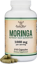 DWS Organic Moringa Capsules 1000mg - Pure Moringa Powder for Energy & Immune Support - Green Superfood Rich in Antioxidants