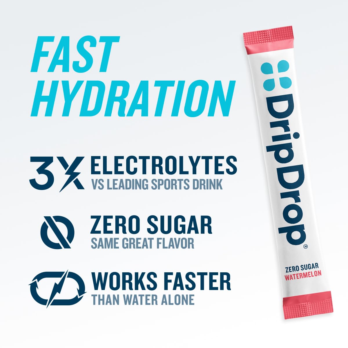 DripDrop Sugar Free Hydration Packets - Zero Classic Variety Pack - Single Serve Electrolytes Powder Drink Mix - Lemon Lime, Watermelon, Peach, Passion Fruit