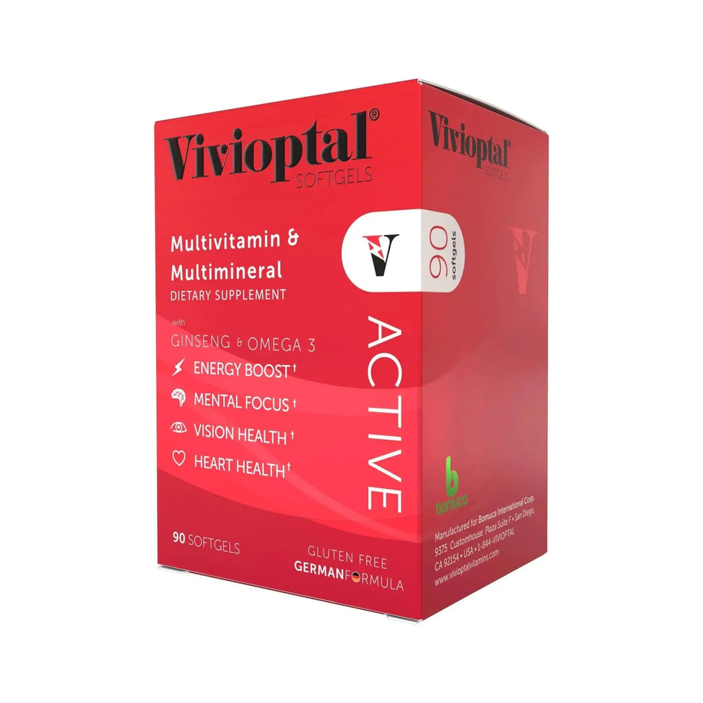 Vivioptal Active, 90 Softgels (1 Year Supply), Ginseng & Omega 3, Multivitamin & Multimineral, Gluten Free, German Formula Vivioptal Vitamins Au supplements