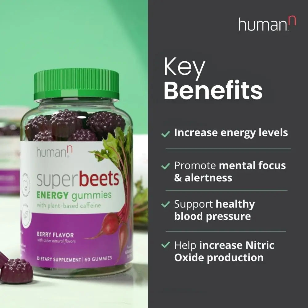humanN SuperBeets Energy Gummies - Quick Energy & Mental Focus - Help Increase Nitric humanN Au supplements