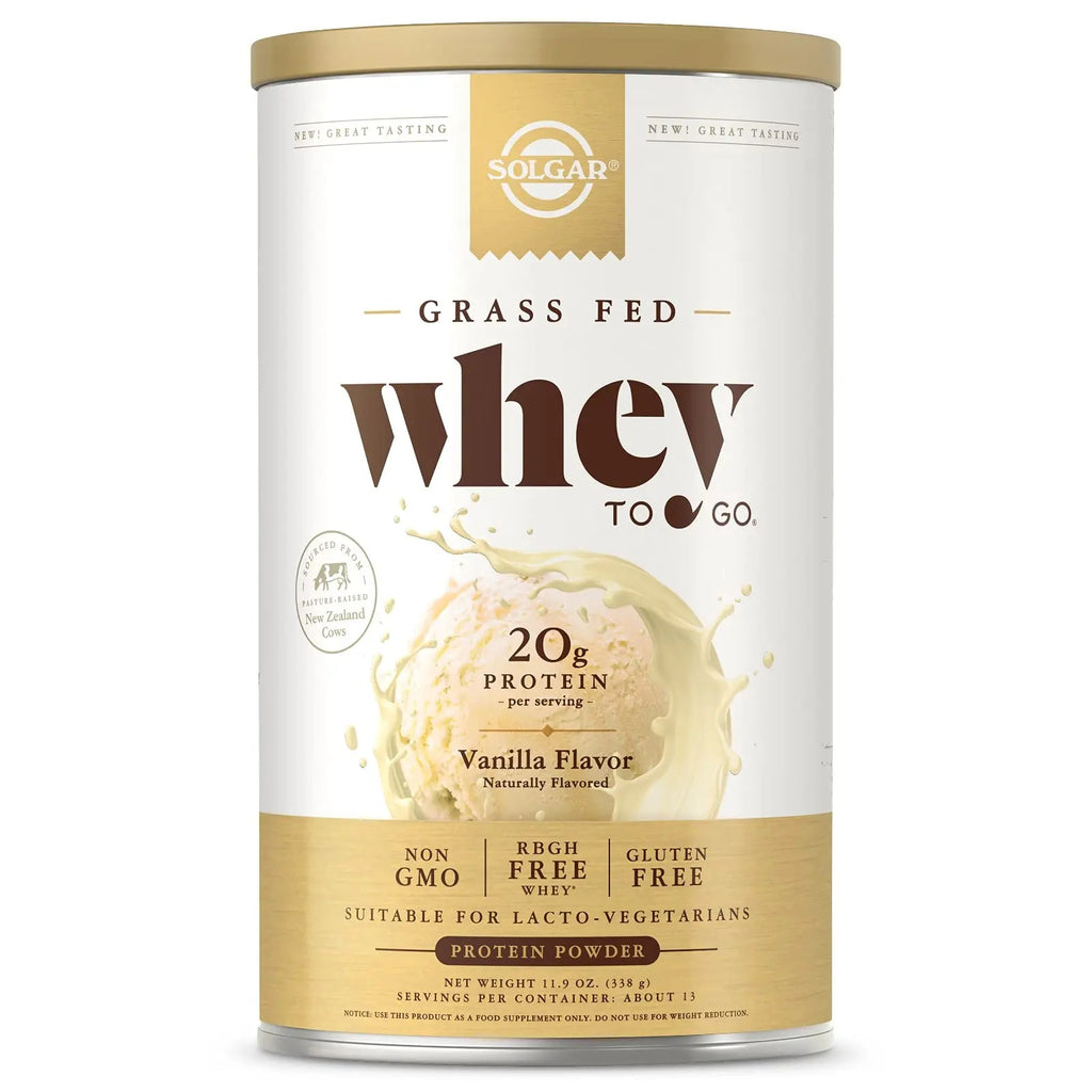 Solgar Whey To Go Natural Vanilla Flavour Protein Powder 340 g - Grass-Fed Whey from New Zealand Cows SOLGAR Au supplements