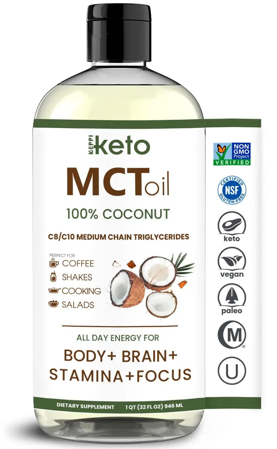 Keppi Flavorless MCT Oil - C8 and C10 for Keto Diet, Non-GMO, Certified Gluten-Free Keppi Au supplements