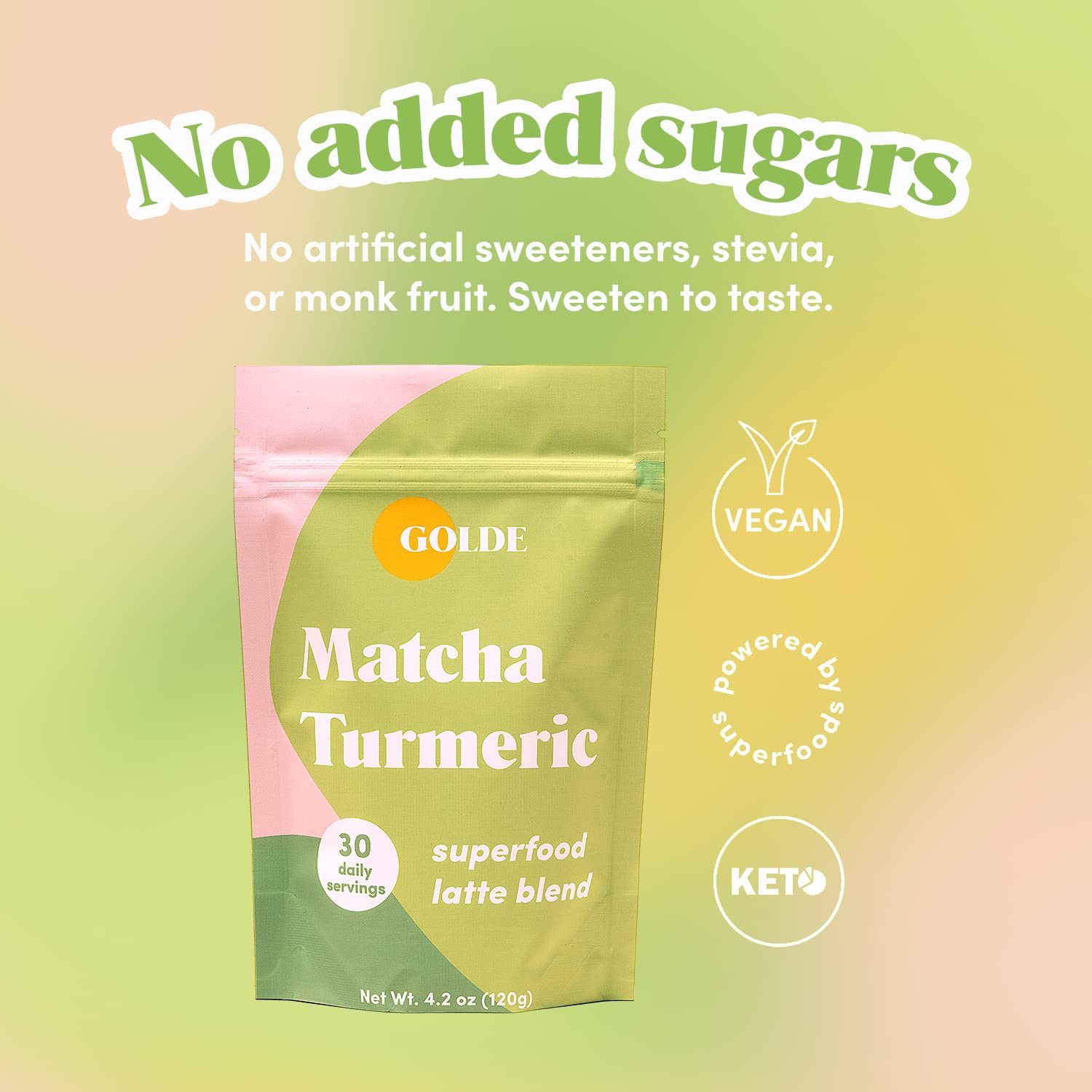 GOLDE - Superfood Latte Blend - Matcha Turmeric - Plant-Based w/Turmeric, Coconut, & Matcha - Stress Balance - Vegan, Keto, & Sugar-Free - 30 Servings GOLDE Au supplements