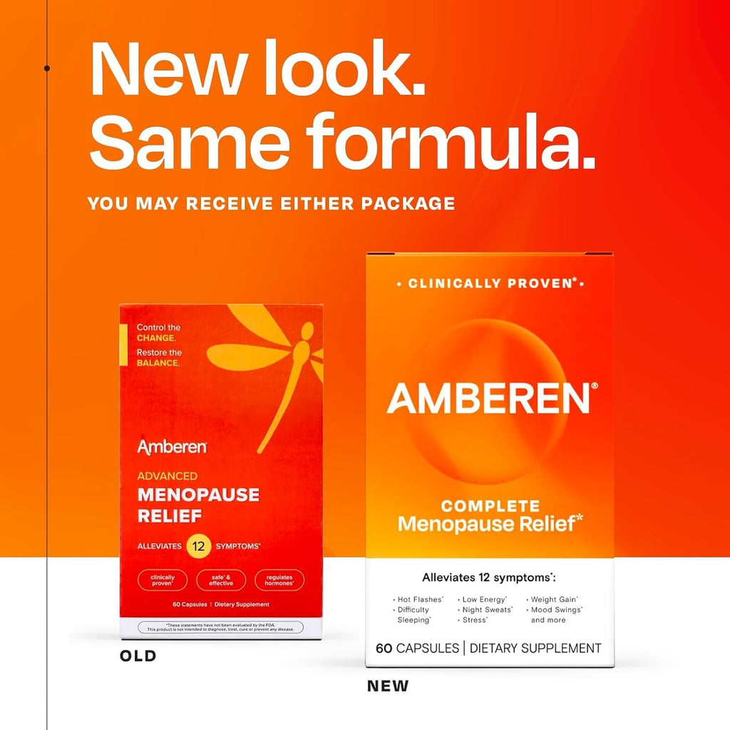 Amberen Menopause Supplement for Women, 60 Capsules, Clinically Proven, Helps Support Hormone Balance, Helps Relieve 12 Menopause Symptoms: Hot Flashes, Night Sweats, Mood Swings and More Amberen Au supplements