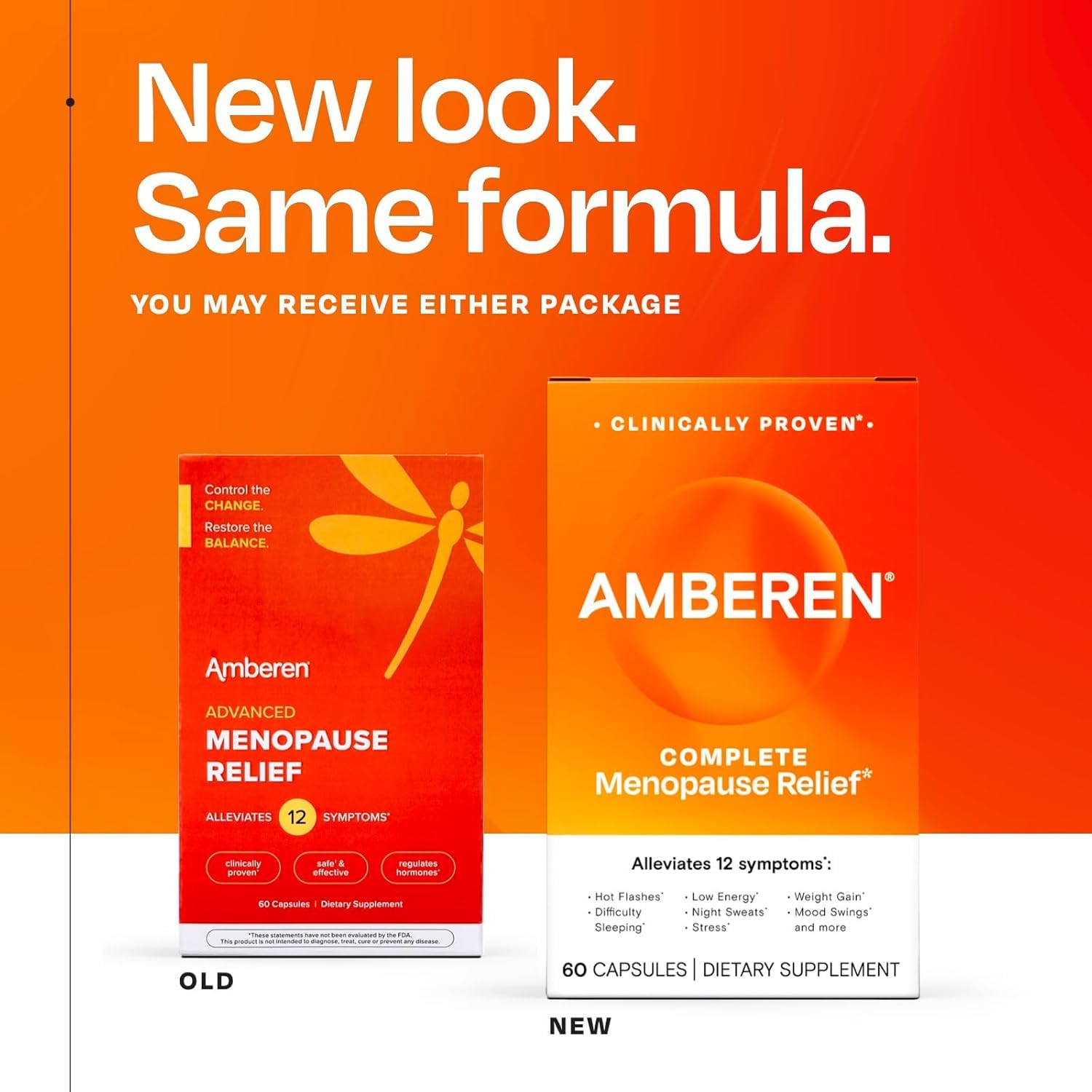 Amberen Menopause Supplement for Women, 60 Capsules, Clinically Proven, Helps Support Hormone Balance, Helps Relieve 12 Menopause Symptoms: Hot Flashes, Night Sweats, Mood Swings and More Amberen Au supplements