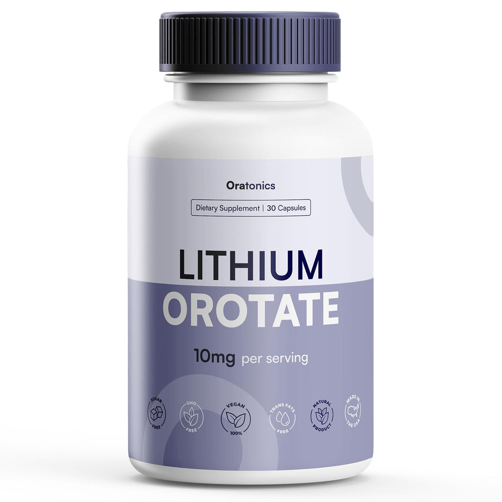 Oratonics Lithium Orotate 10mg – Trace Mineral Lithium Supplement for Daily Balance & Cognitive Clarity – Low-Dose, Highly Absorbable Formula – Vegan