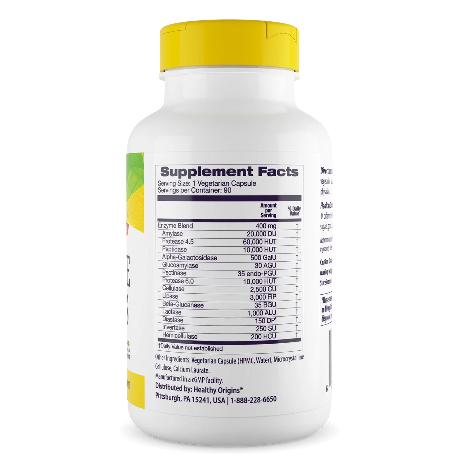 Healthy Origins Digestive Enzymes, 90 Veggie Capsules - Broad Spectrum, Multi-Enzyme Blend with Protease, Amylase & Lipase - Supports GI Comfort,