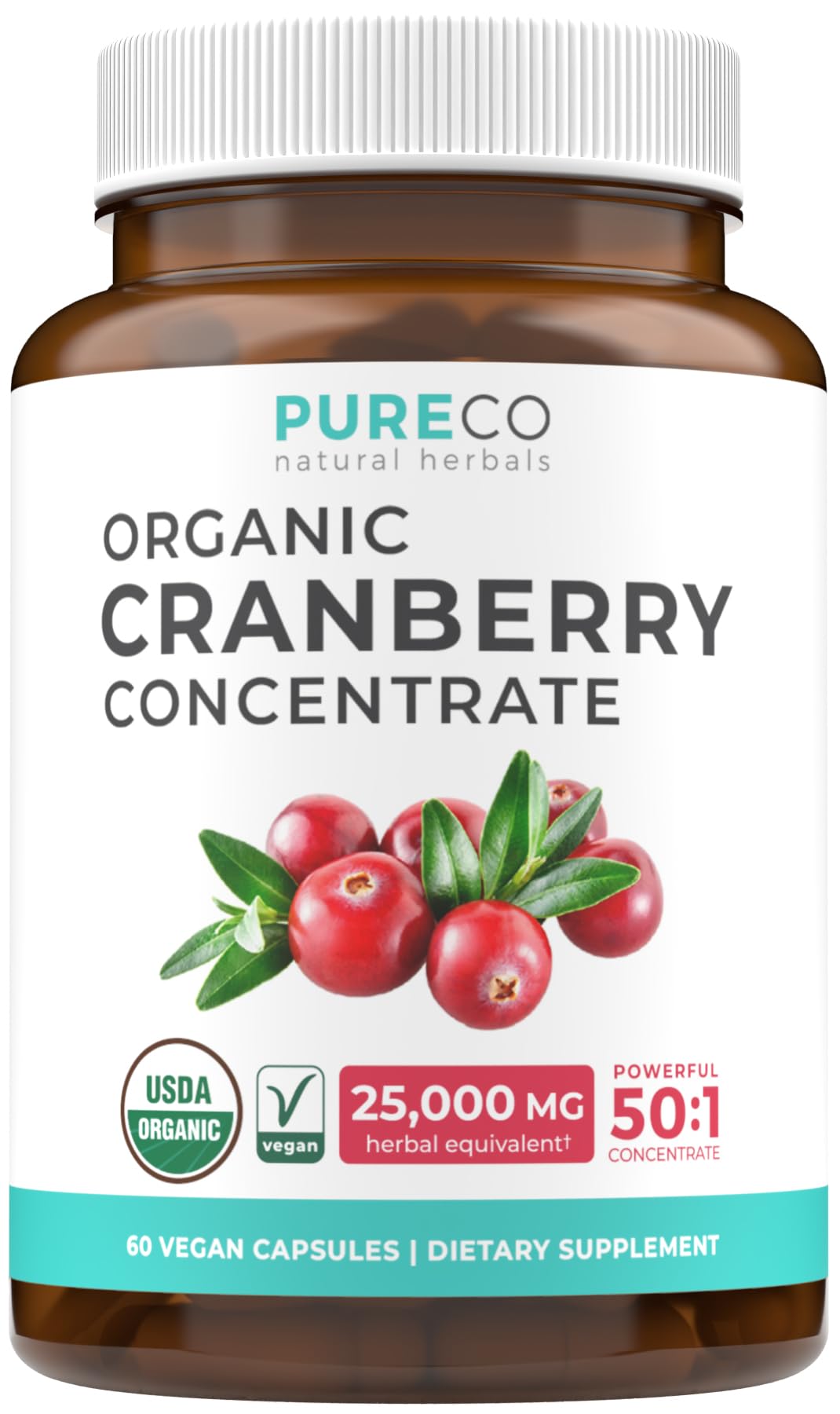 Organic Cranberry Pills - Vegan Supplement for Urinary Tract Health & Kidney Cleanse - Cranberry Pills for Women 500mg 50:1 Cranberry Concentrate Per Serving