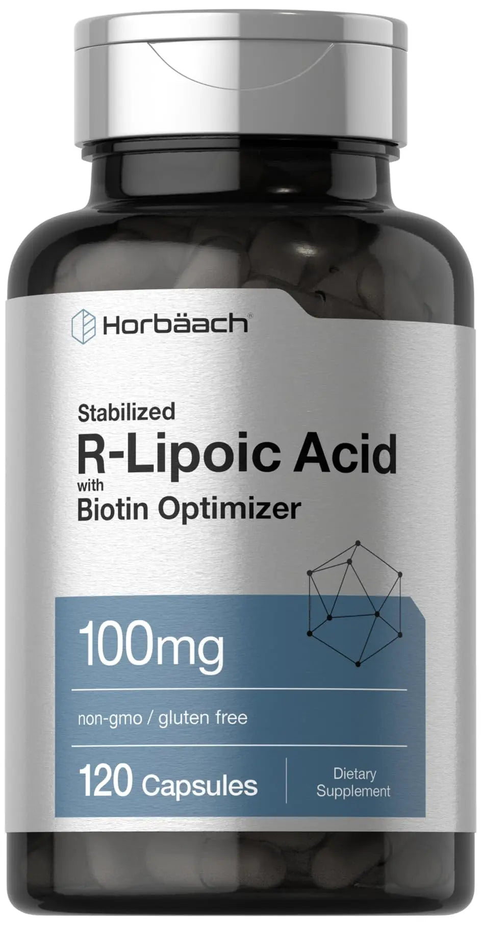 R-Lipoic Acid 100 mg | 120 Capsules | with Biotin Optimizer | Non-GMO, Gluten Free Horbäach Au supplements