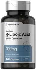 R-Lipoic Acid 100 mg | 120 Capsules | with Biotin Optimizer | Non-GMO, Gluten Free Horbäach Au supplements
