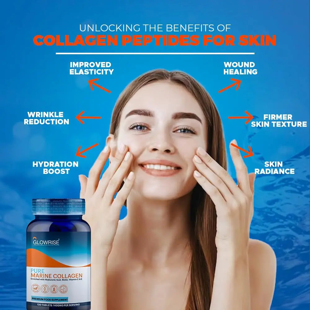 Pure Marine Collagen 120 Tablets 1400mg - Premium Blend with Hyaluronic Acid, Biotin, Vitamin C & E GLOWRISE Au supplements