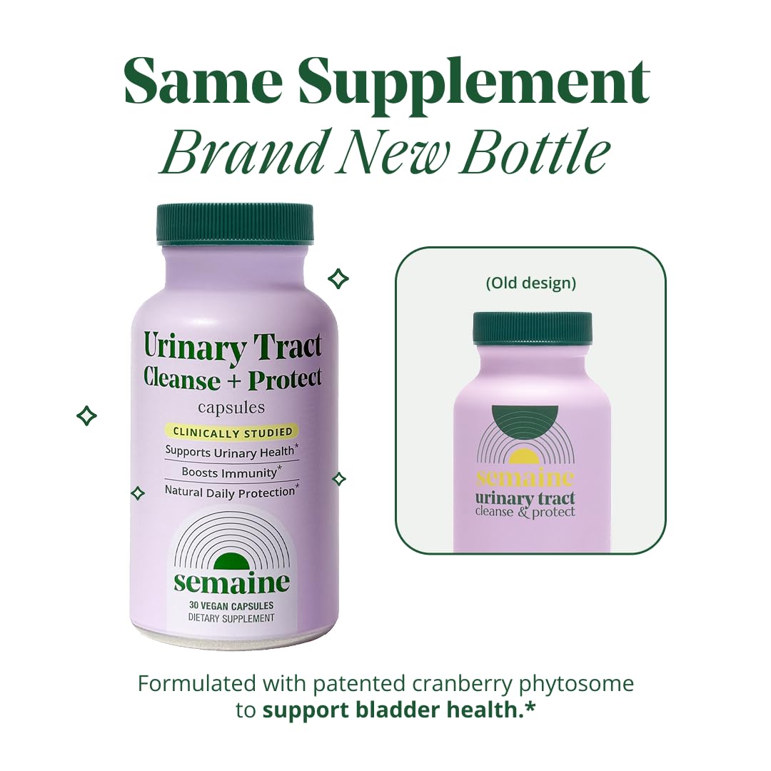 Semaine Urinary Tract Cleanse & Protect – 30 ct, Bladder Support Supplement for Women, Flushes Urinary Tract. Combines Cranberry Proanthocyanidins with Hibiscus. Semaine Au supplements