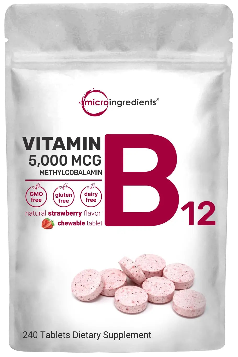 Micro Ingredients Vitamin B12 5000mcg | Methyl B12 Active Form – 240 Chewable Micro Ingredients Au supplements