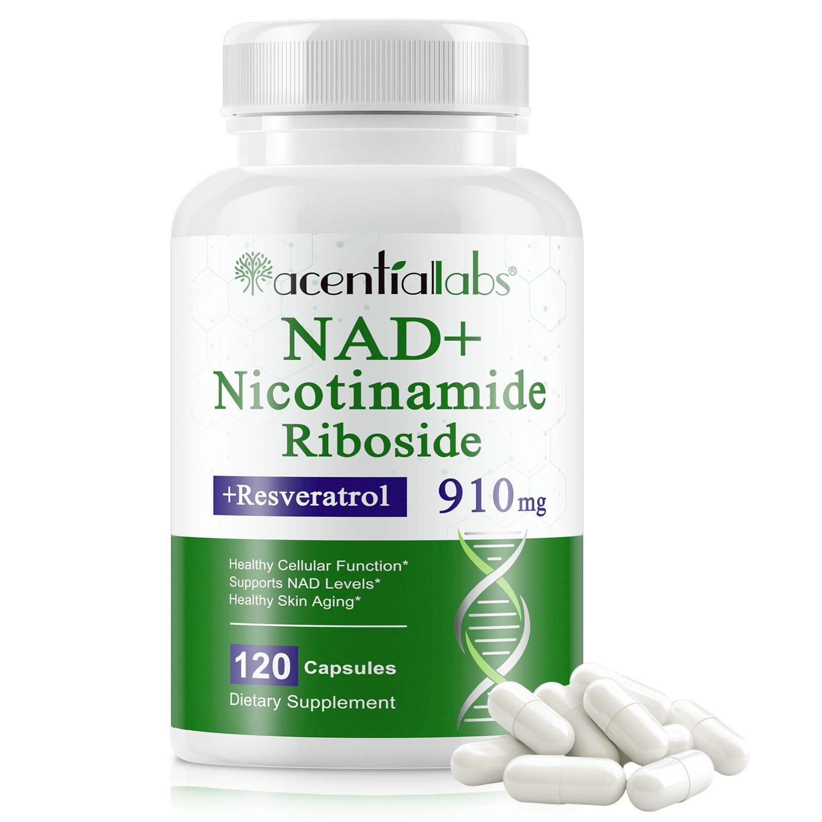 NAD Supplement, Nicotinamide Riboside, NAD 910MG Liposomal Supplements for Women & Men, NAD+ Supplement for Anti Aging and Cell Regeneration -120 Capsules NIFEISHI Au supplements
