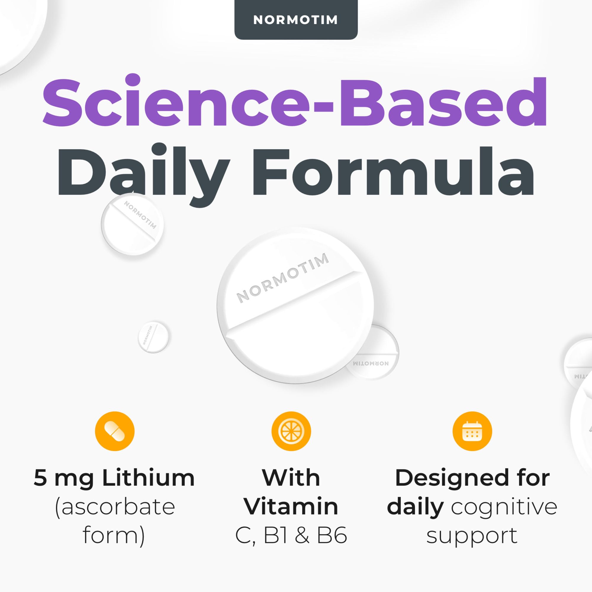 Calm & Focus Support – Lithium Ascorbate 5mg Fast-Dissolve Tablets with Vitamin C, B1 & B6 – Non-Drowsy Cognitive & Memory Support