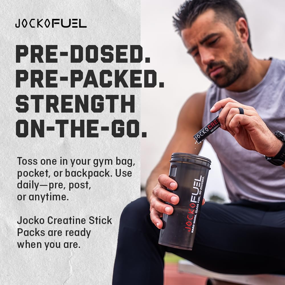 Jocko Fuel Creatine Monohydrate Stick Packs - Pure Micronized Travel Size Powders for Men & Women, Supports Muscle Growth, Strength, Recovery & Cognition,